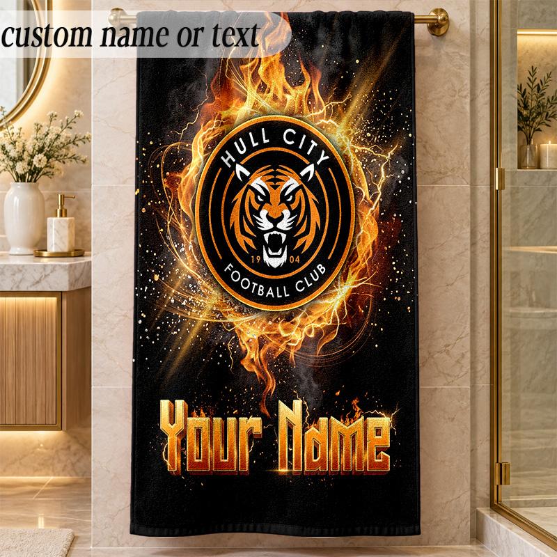 Beach TowelHull City Custom Name Text Personalized Soft Towel for Beach Pool Indoor Home Decor Gift