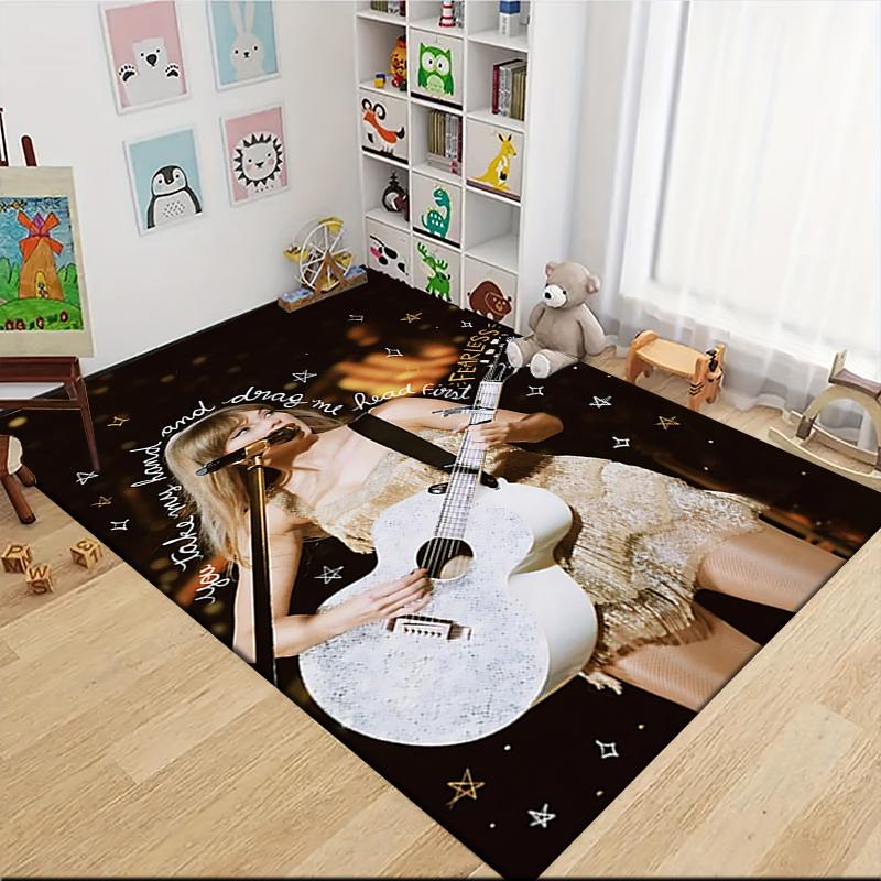 Starlit Guitar Performance Carpet Rug Soft Washable Antislip Home Living Room Sofa Mats Personalized Christmas Rug