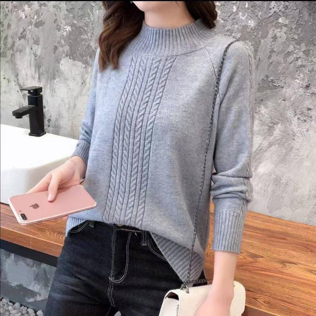 Осенний теплый вязаный свитер с полуворотом, женский повседневный мягкий свитер с воротником-поло, тонкий вязаный свитер, зимние эластичные пуловеры