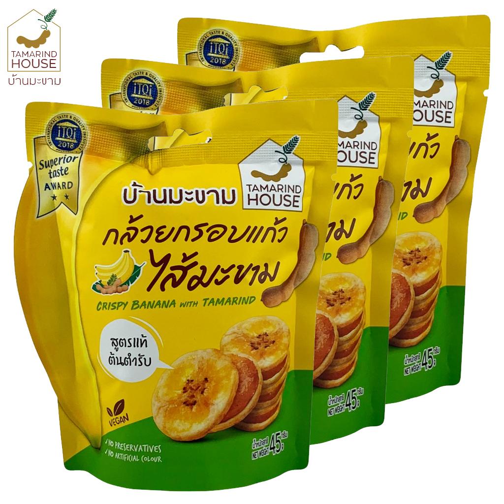 Tamarind House Crispy Banana with Fruits, Passion Fruit, Тамаринд, Пряный Тамаринд, 45 г. х 1/3 шт - Тайская закуска