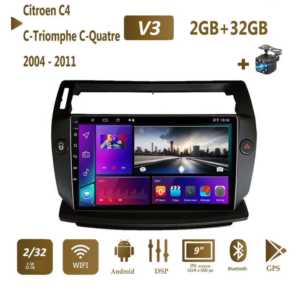 Для Citroen C4 C-Triomphe C-Quatre 2004-2011 2 din Carplay автомобильный радиоприемник мультимедийный видеоплеер Android 2din WIFI GPS DSP 2 + 32 ГБ