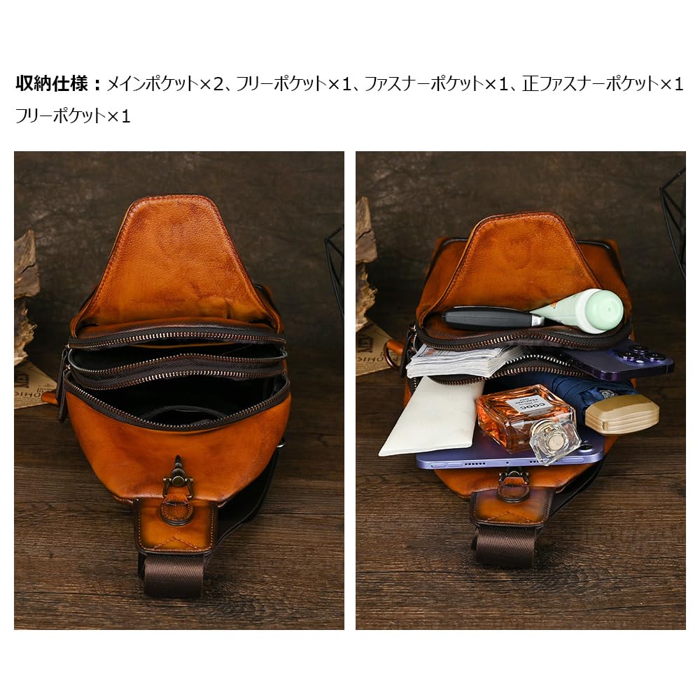 Whatna Винтажная сумка через плечо из натуральной кожи рыжего цвета, мужская сумка-слинг, нагрудная сумка, сумка кросс-боди, натуральная толстая кожа, подарок для мужчин,