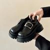 British Style Platform Heightening Loafers Women's 2025 Spring New Versatile Big Head Trend Fashion Metal Buckle Shoes