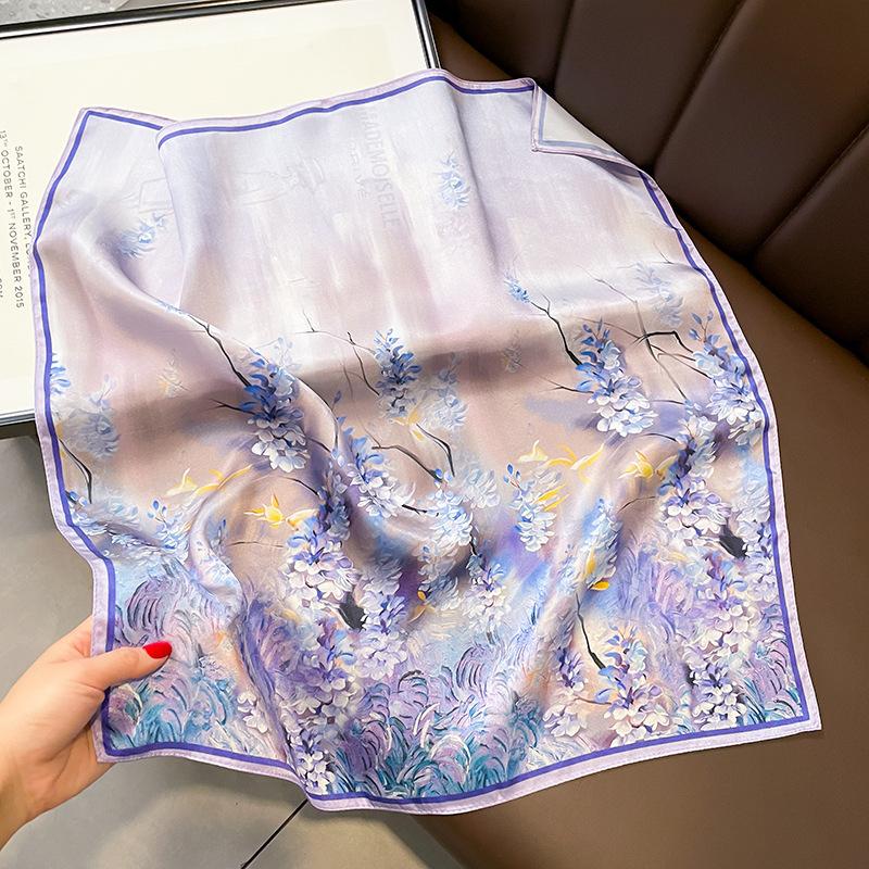 Scarf Silk Bandana Women Square Scarves Wrap Kerchief Spring Fashion Luxury High Quality Headband Hijab Shawls
