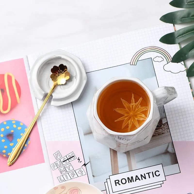 Кофейная чашка, кружка с крышкой, ложка, керамическая чашка, европейский стиль, корейская студентка, большая емкость, чайная чашка, домашняя питьевая вода