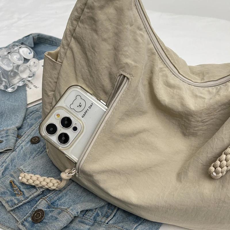 Новая повседневная универсальная косая кроссовая студенческая модная сумка через плечо большой вместимости, однотонная, холщовая