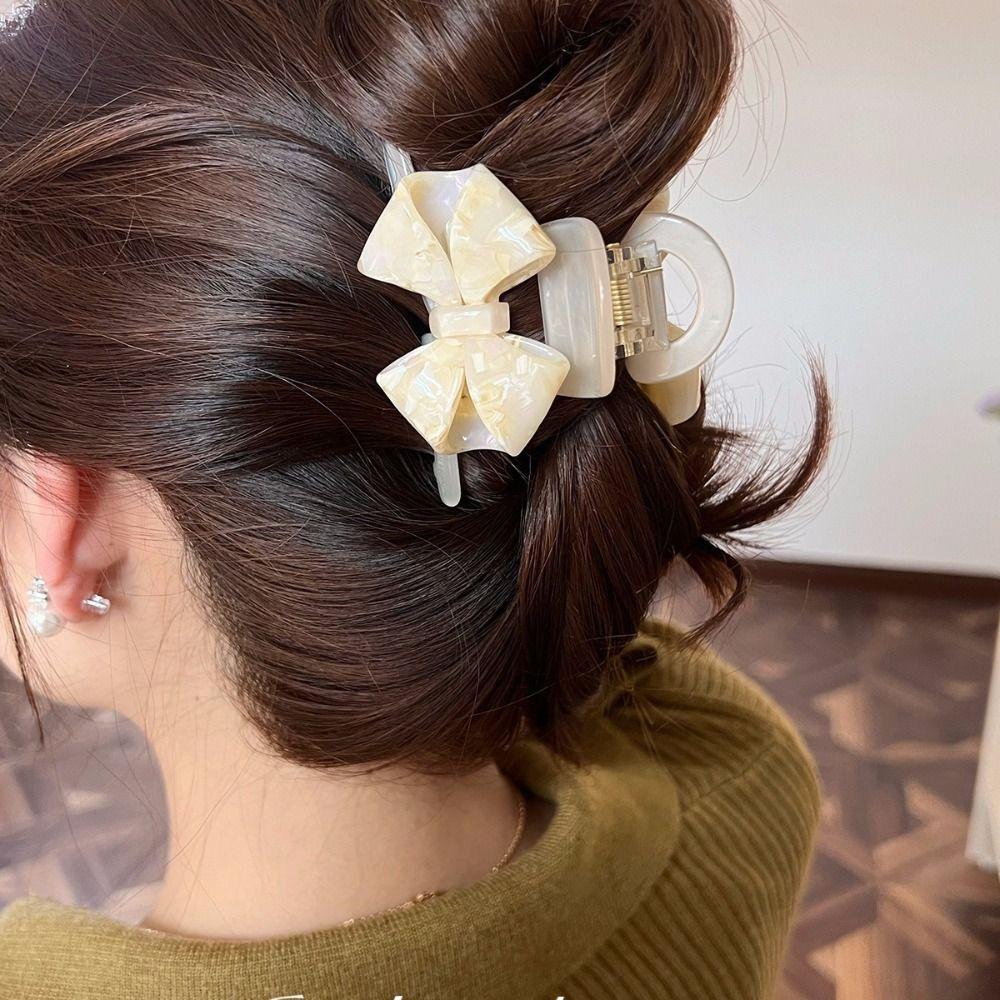 Hair Clip Retro Bow Acetate Hair Claw Jelly Shark Clip Fashion Solid Color Shark Clip  Girls