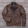 Chinese Size Brown Black Real Cowhide M65 Hunting Leather Jacket Men Genuine Leather Coat Winter Pockets Jackets Jaqueta Masculina De Couro