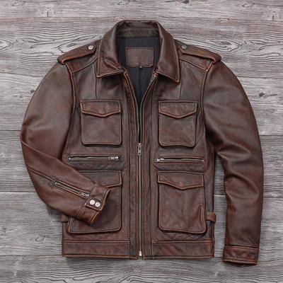 Китайский размер коричневый черный настоящая коровья кожа M65 охотничья кожаная куртка мужская натуральная кожа пальто зимние карманы куртки Jaqueta Masculina De Couro