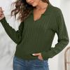 IHUASU Women's POLO Neck Twist Sweater Women's Pullover Loose Autumn and Winter Long Sleeve Knitwear