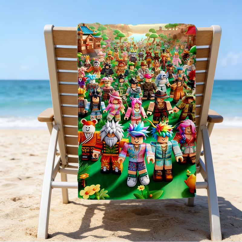 Ultra-Soft Beach Towel with Roblox Theme,Ideal for Pool - Camping, Diving - Perfect Travel Essential, Vibrant Beach Towel.