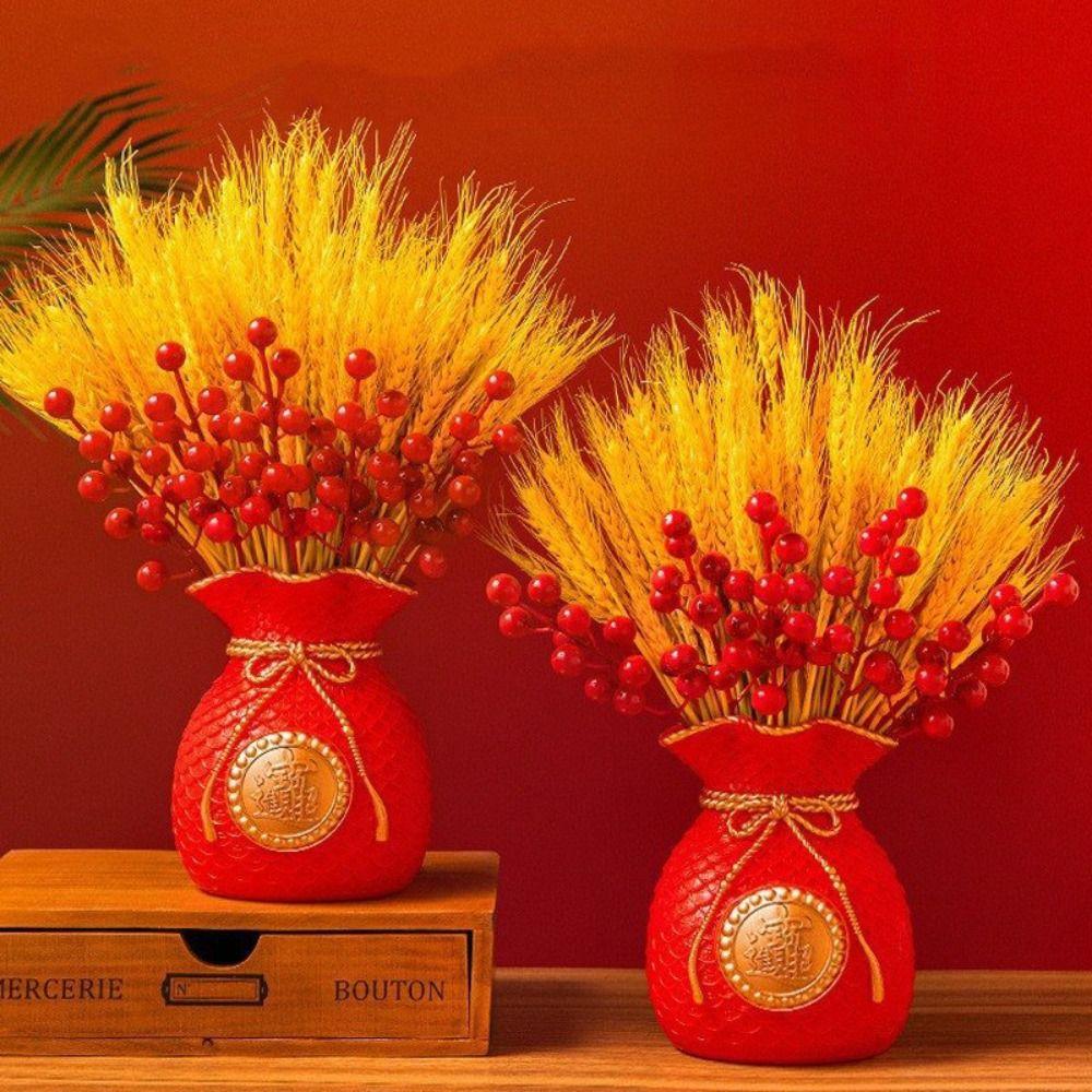 Plastic Fortune Making Flower Vase Red/Gold Flower Arrangement Vase  Home