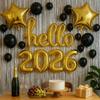 Набор из 7 шаров из алюминиевой фольги «Привет 2026» Новый год Розовое золото Соединенные буквы и цифры для украшения вечеринки Праздничное celebration