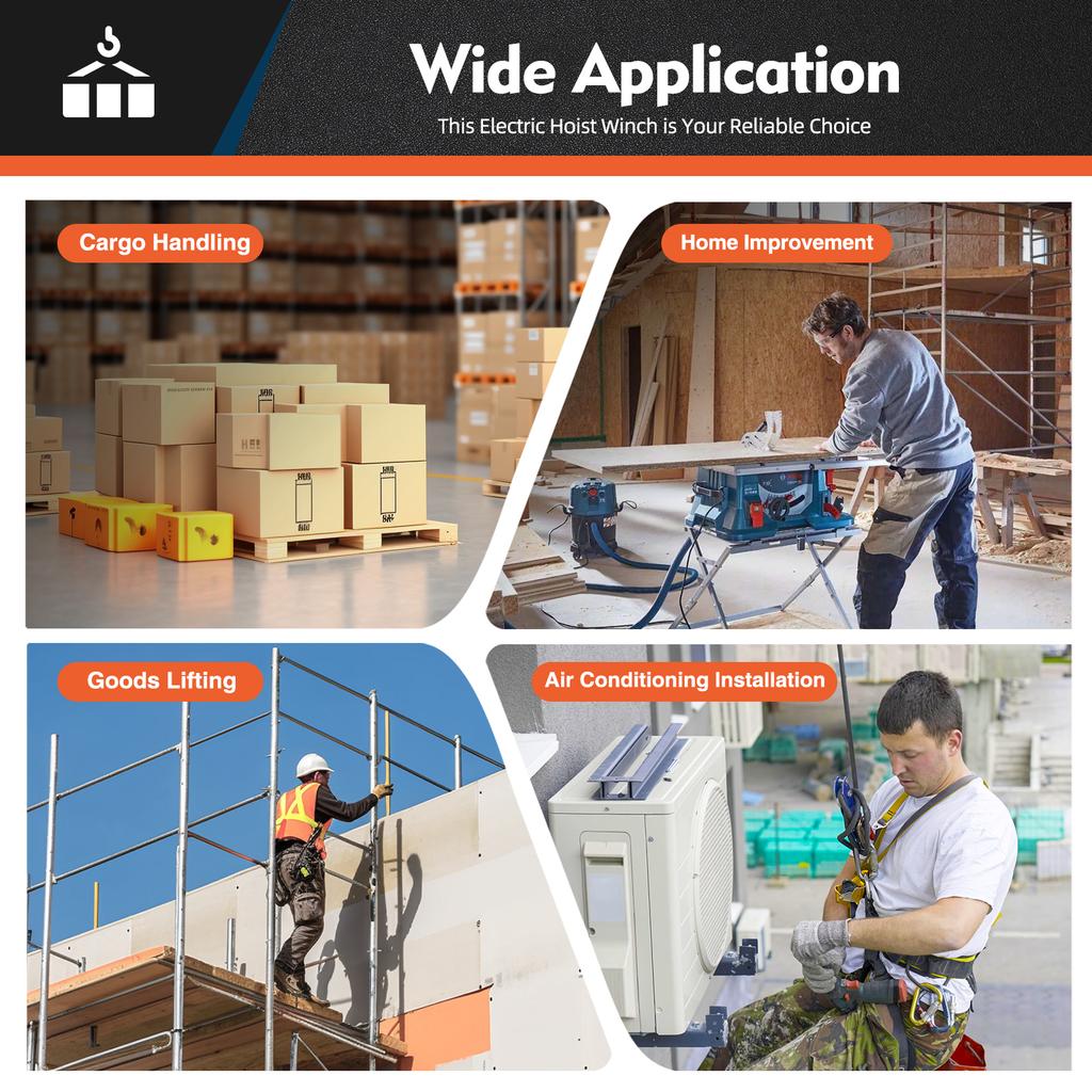 Электрическая таль лебедка 1100 фунтов с пультом дистанционного управления, 1500 Вт портативная гаражная потолочная таль для складского подъема