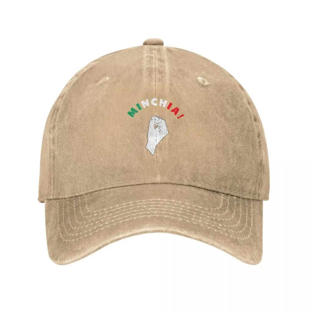 Minchia With Hand Gesture Funny Italian Slang Baseball Cap Golf Wear Beach Outing Beach Visor Women Unisexs