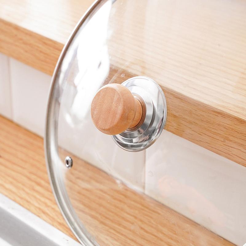 Деревянная крышка для кастрюли, кухонная ручка из массива дерева против ожогов, ручка крышки кастрюли, бытовая ручка для кастрюли с одним отверстием, ручка-бусина сверху