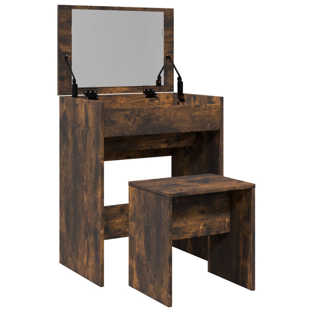 Makeup Table with Stool Smoked Oak 60 x 40 x 113.5 cm