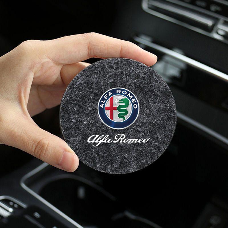 Car Water Coasters Non-slip Insulation Pad Round Cup Groove Mat For Alfa Romeo giulia stelvio giulietta 159 147 156 AccessoriesLR1