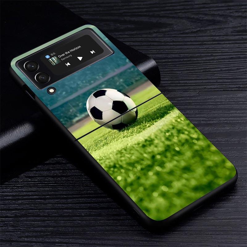 Football Soccer Ball Design Z Flip 7 Phnoe Case For Samsung Z Flip 6 5 4 3 5G Galaxy ZFlip7 ZFlip4 ZFlip5 ZFlip6 ZFlip3 Phone Co