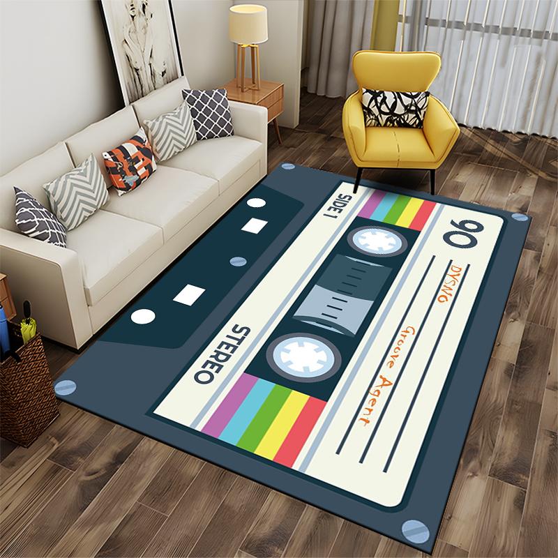 Retro Cassette Tape Design Rug Non-slip rug suitable for living room and bedroom sofas.
