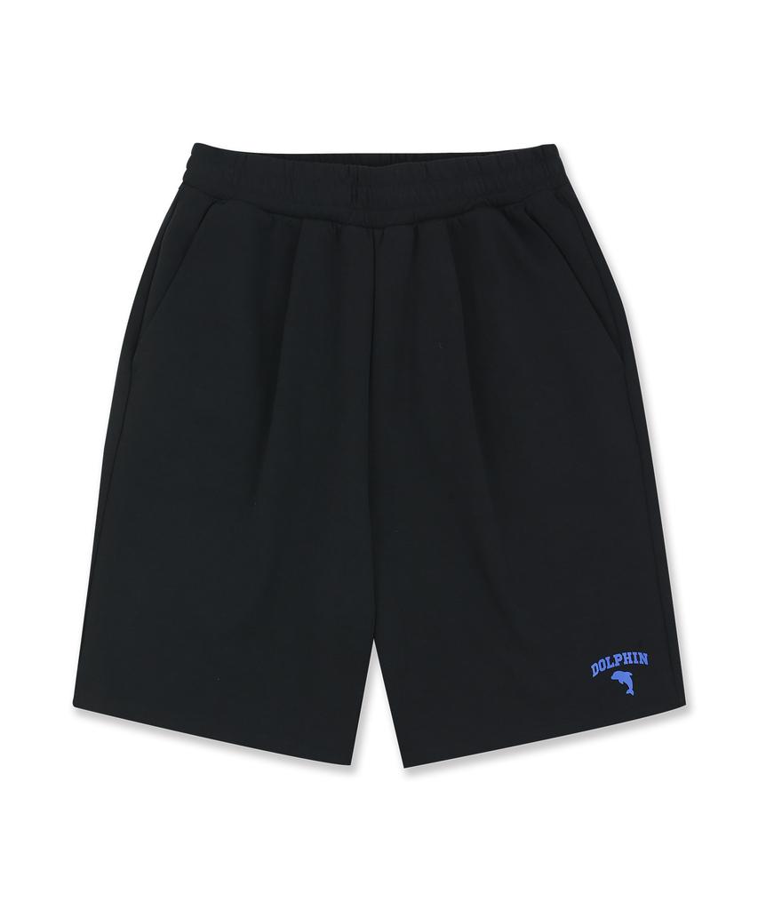 DOLPHIN WAVE APPAREL Черные шорты-бермуды с одним защипом и силиконовым принтом логотипа-арки