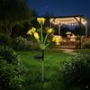 5 Heads Solar Light Yard Lights Outdoor Garden Lighting For Fence White Fence Flowers Roses Flower Lamp Flood Patio Pathway Blue