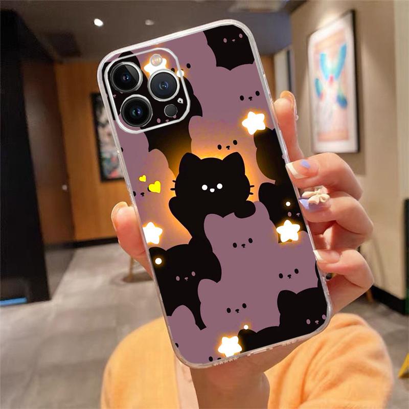 Phone Case Carcasa Funda For iPhone 17 Pro Max 17 Air 16 15 14 13 Pro Max 15 16 Pro 15Plus Cartoon Black Cats Case