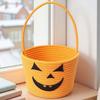 Braided Pumpkin Candy Bucket Orange Trick Treat Tote Kids Gift Hamper Woven Storage Pouch  Teachers