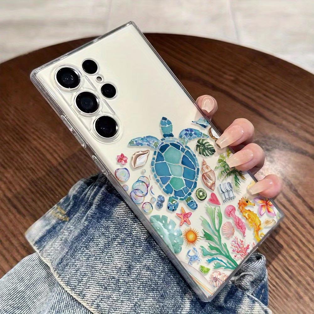Хит продаж Высокопрозрачный чехол для мобильного телефона Samsung S25 с рисунком морской черепахи акварелью, УФ-печать, защита от отпечатков пальцев