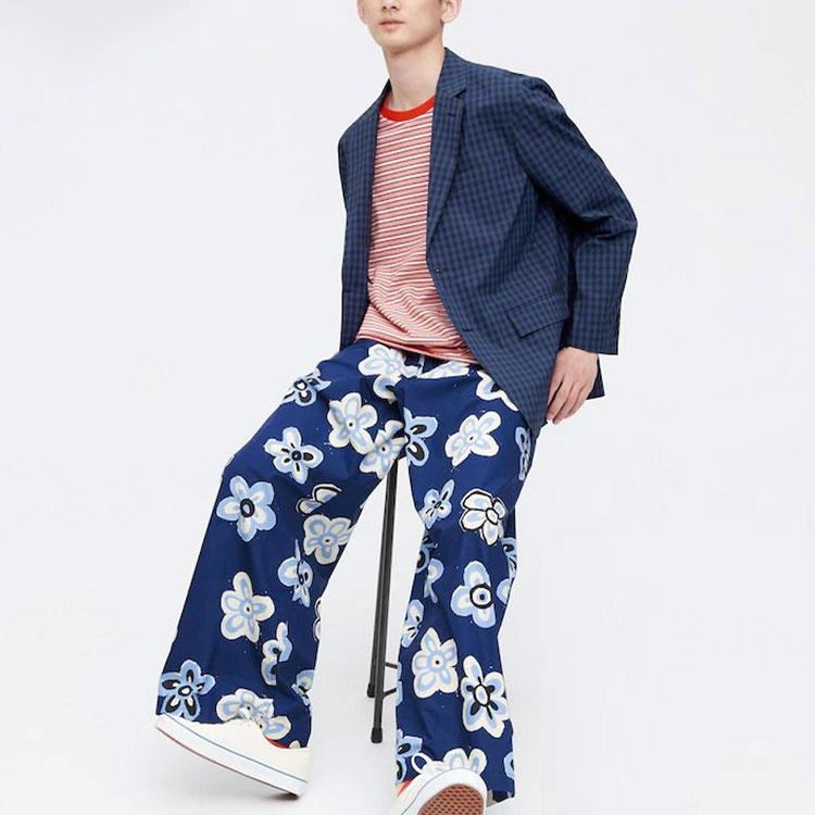 Uniqlo X MARNI Легкие Широкие Брюки с Цветочным Принтом (Азия) Синий унисекс стритвир 451304-68