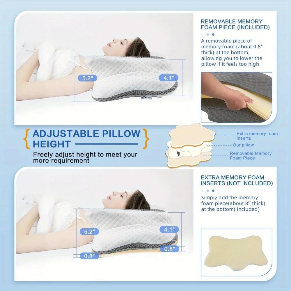 Ergonomic pillow, neck support, cervical pillow Orthopedic memory foam pillow, comfortable sleep, contour bed pillow