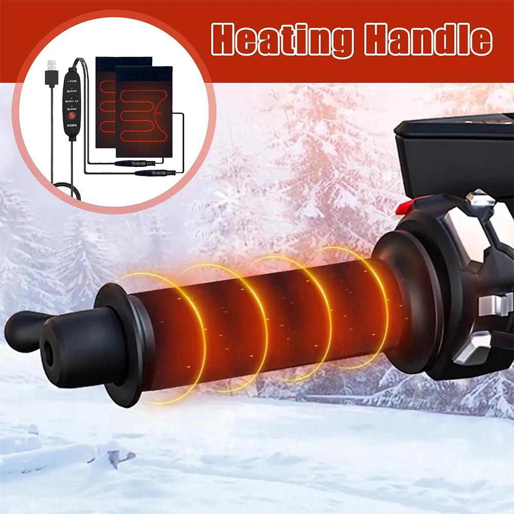 Heated Grips Cover for Motorcycle, 5V Handlebar Heater Motorcycle Heated Grips USB Power Waterproof ATV Heated Handlebar Warmers