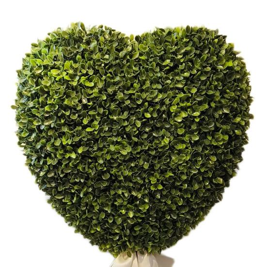 Искусственные Зеленые Растения в Горшках Формы Сердца Декор с Белой Лентой Бант Не Требует Ухода Искусственные Мини-Деревья в Форме Сердца для Дня Святого Валентина Домашний Декор