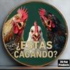Retro Round Metal Sign Funny Animals Bathroom Wall Decor Humorous Spanish Quote Sign for Home Restroom Farmhouse