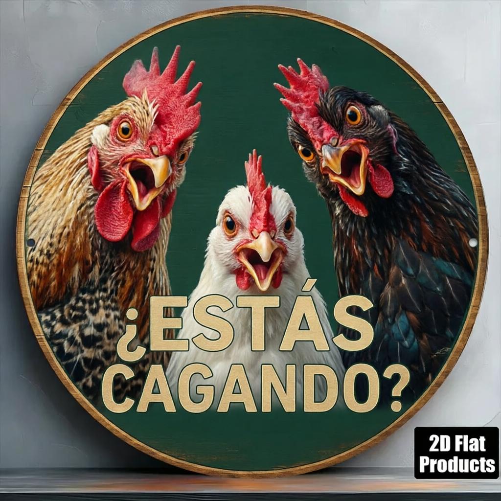 Retro Round Metal Sign Funny Animals Bathroom Wall Decor Humorous Spanish Quote Sign for Home Restroom Farmhouse