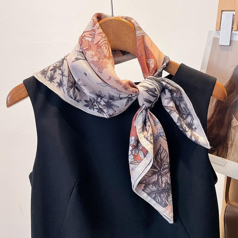 70*70cm Luxury Design Velvet Square Hair Scarf for Women Cotton Hijab Small Neck Tie Hand Wrist Kerchief Female Headband Foulard