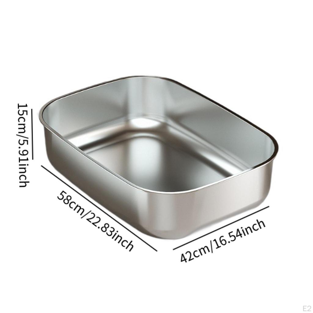 Лоток для кошачьего туалета из нержавеющей стали с высокими бортиками, контейнер для кошек, открытый лоток для питомцев