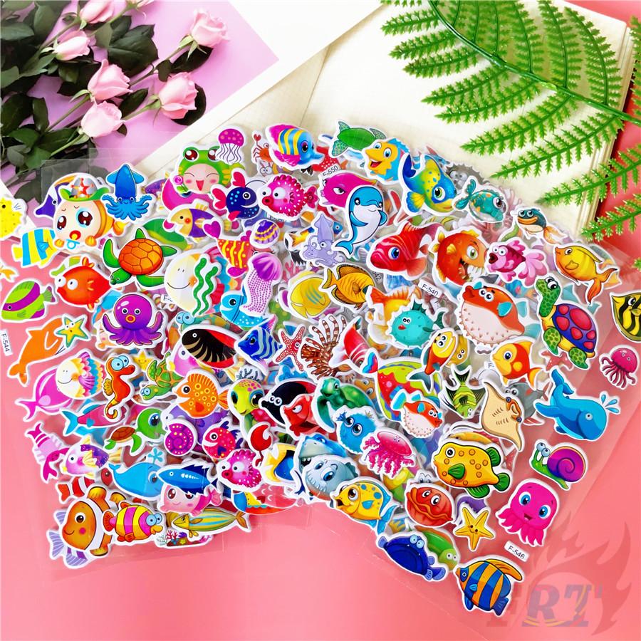 12Sheets/set Marine Animals Rewards Sticker Puffy Bubble Toys Stickers