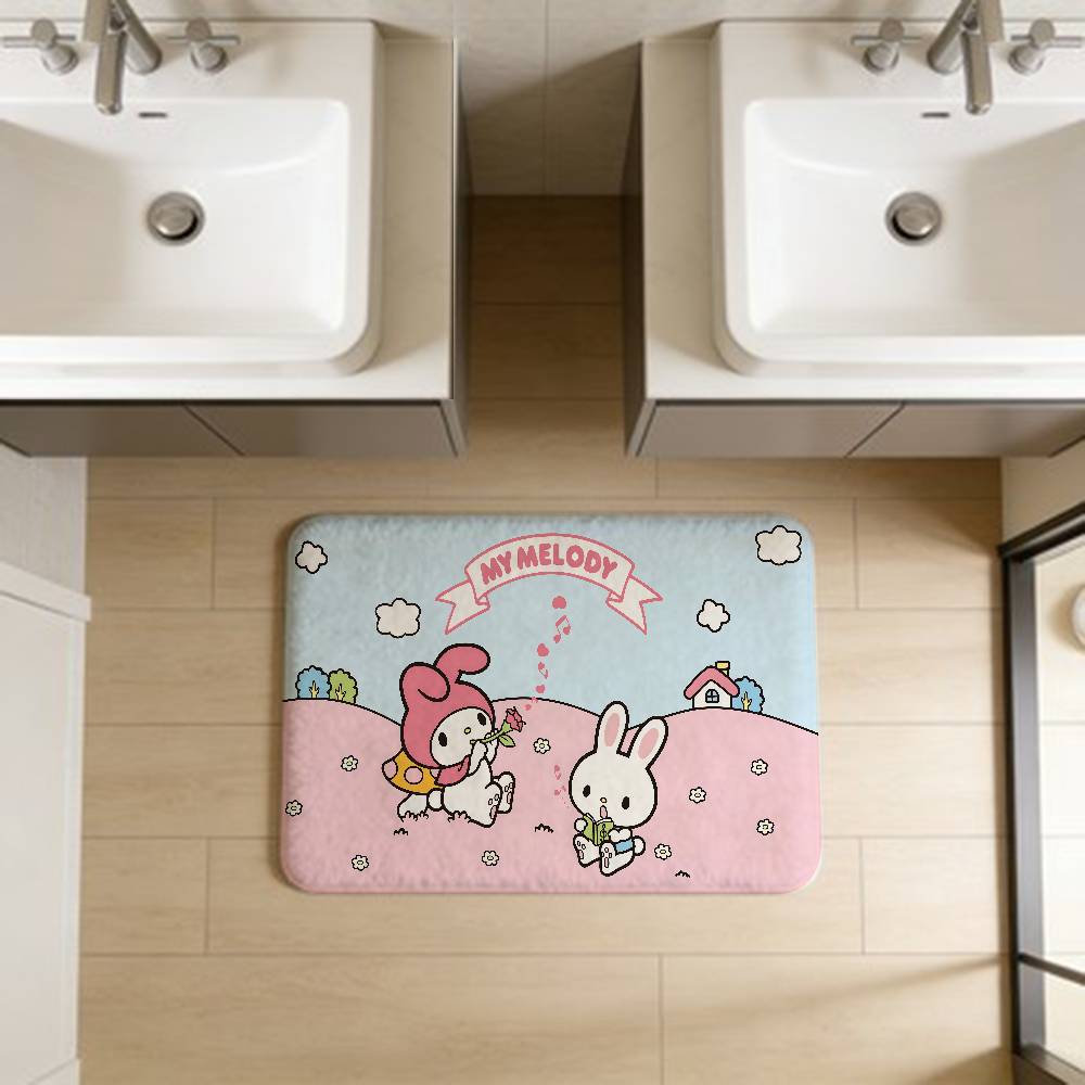 Милый M-my Melody Коврик для ванной Нескользящий Впитывающий воду Длинный полосатый Подушка Коврик для спальни Приветственный коврик