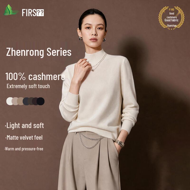 FIRS Women's Premium 100% Cashmere Mock Neck Sweater