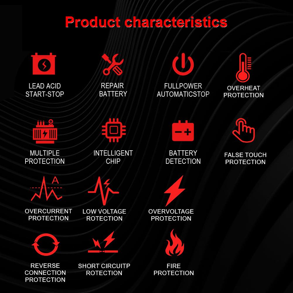2025 Новое Свинцово-кислотное Умное Зарядное Устройство 12В 15А 12А Интеллектуальное Импульсное Восстановление Зарядка Аккумулятора Автомобиля Мотоцикла Многофункциональное Обслуживание
