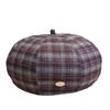 Корейская версия простой маленькой клетчатой беретки для литературных женщин, ретро, на каждый день, шляпа художника, большой обхват головы, шляпа-тыква