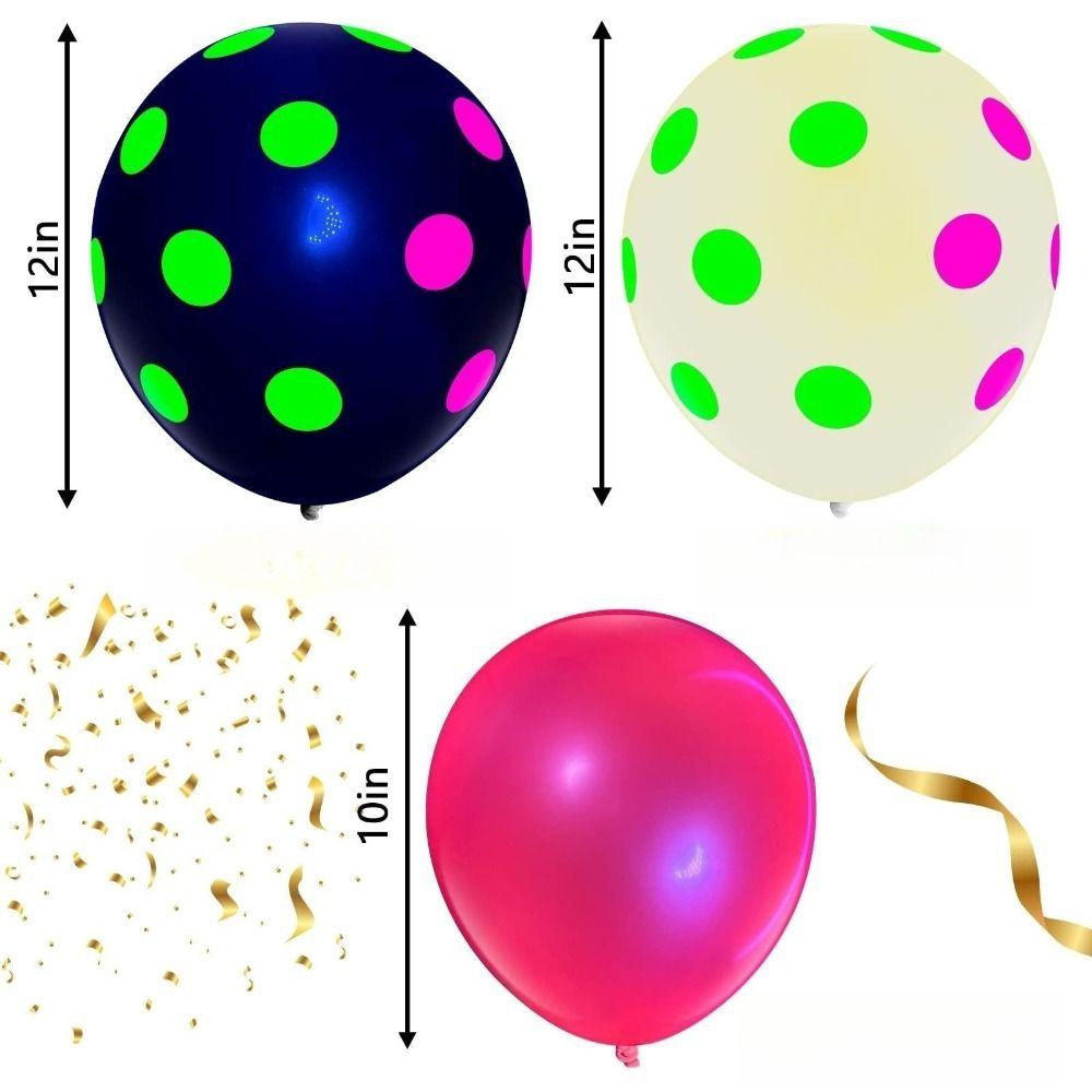 120 шт. резиновые УФ-шарики в горошек с черным светом в форме сердца и звезд, светящиеся гелиевые шары для свадьбы