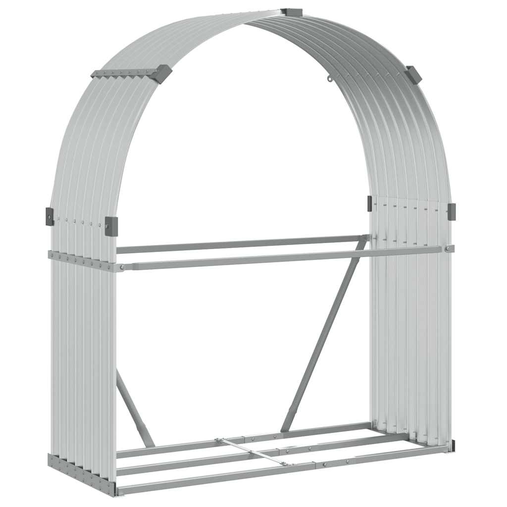 Fireplace Log Storage Stand Silver 120 x 45 x 140 cm Galvanized Steel