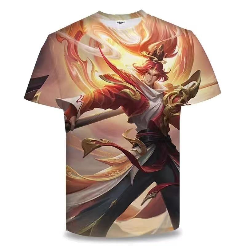Летняя мужская футболка с коротким рукавом King of Glory Game Clothes для учеников средней школы с 3D-цифровой печатью, футболки, верх