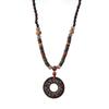 Boho Lucky Gift Ethnic Jewelry Party Buddhist Mala Wood Bead Horn Fish Pendant Nepal Necklace