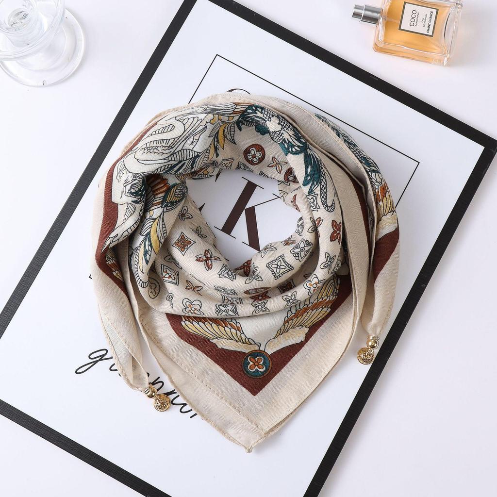 Осенне-зимний шелковый шарф в западном стиле с корейским акцентом в виде магнитного золотого шарика