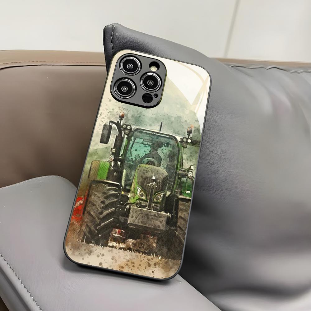 Чехол для телефона Fendt для Iphone 16 15 14 12 11 13 Pro Max Mini 8 X Xr Xs Puls Черное Стеклянное Покрытие