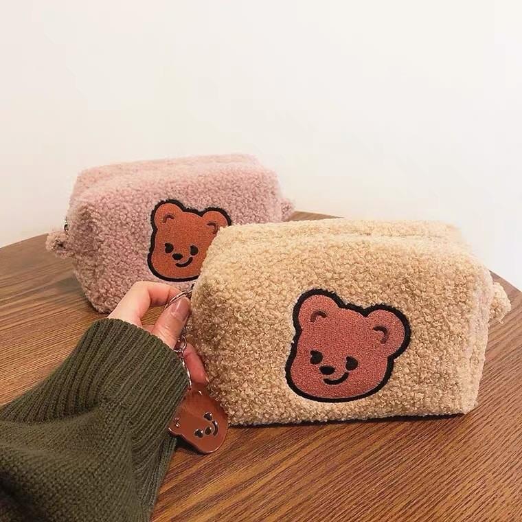 Плюшевая сумка-косметичка в виде мишки Тедди большой вместимости для путешествий и хранения