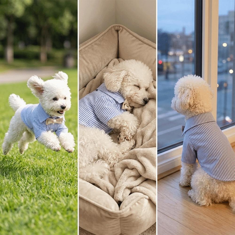 Striped Pattern Pet Clothes Thin Lightweight Canine Apparel Small Breed Dog Shirt Home Leisure